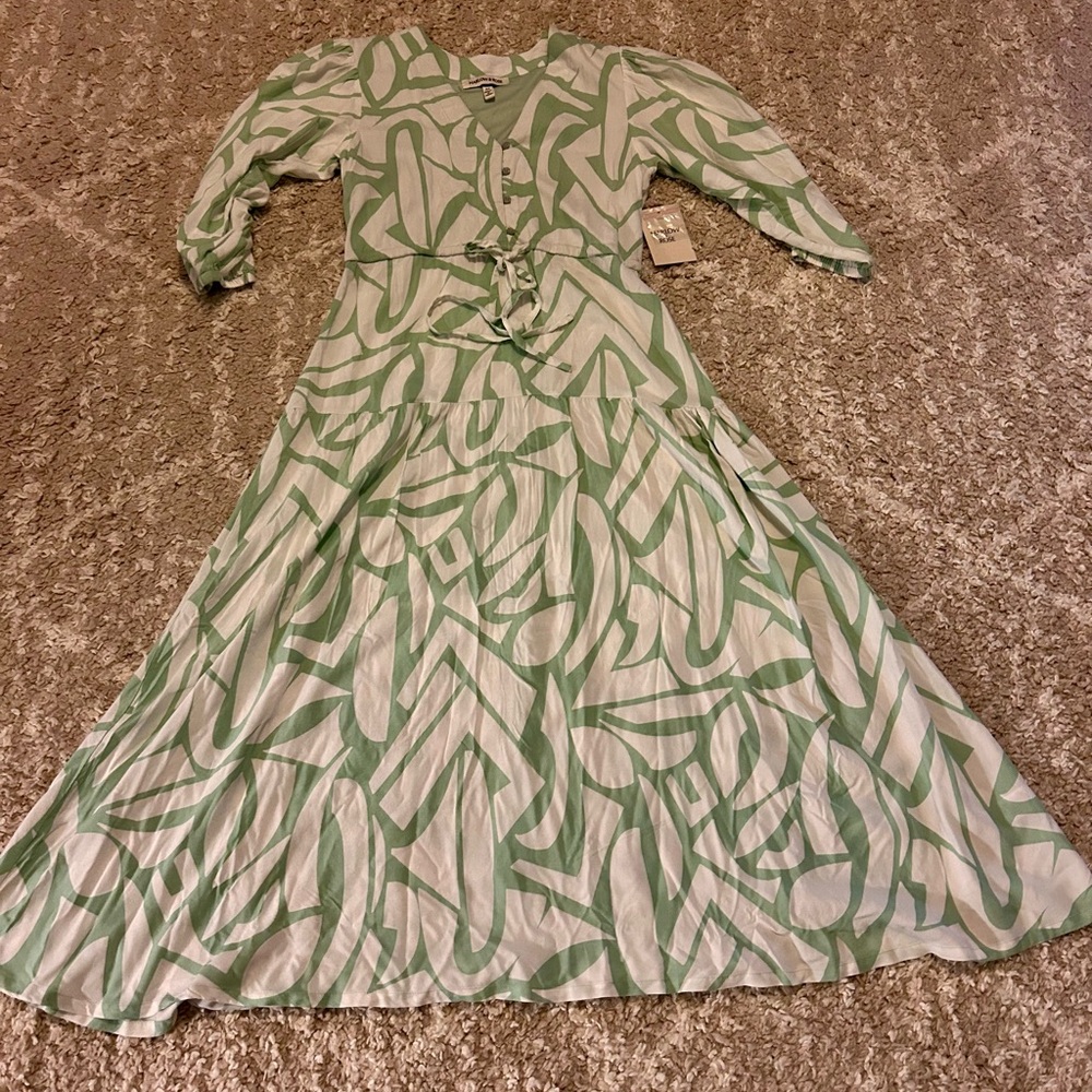 New Green Patterned Women's Dress